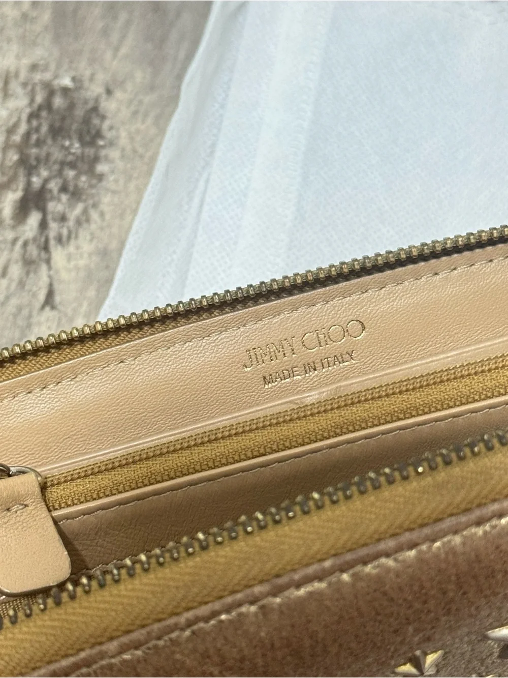 Jimmy Choo Metallic Filipa Star-Stud Zip Wallet